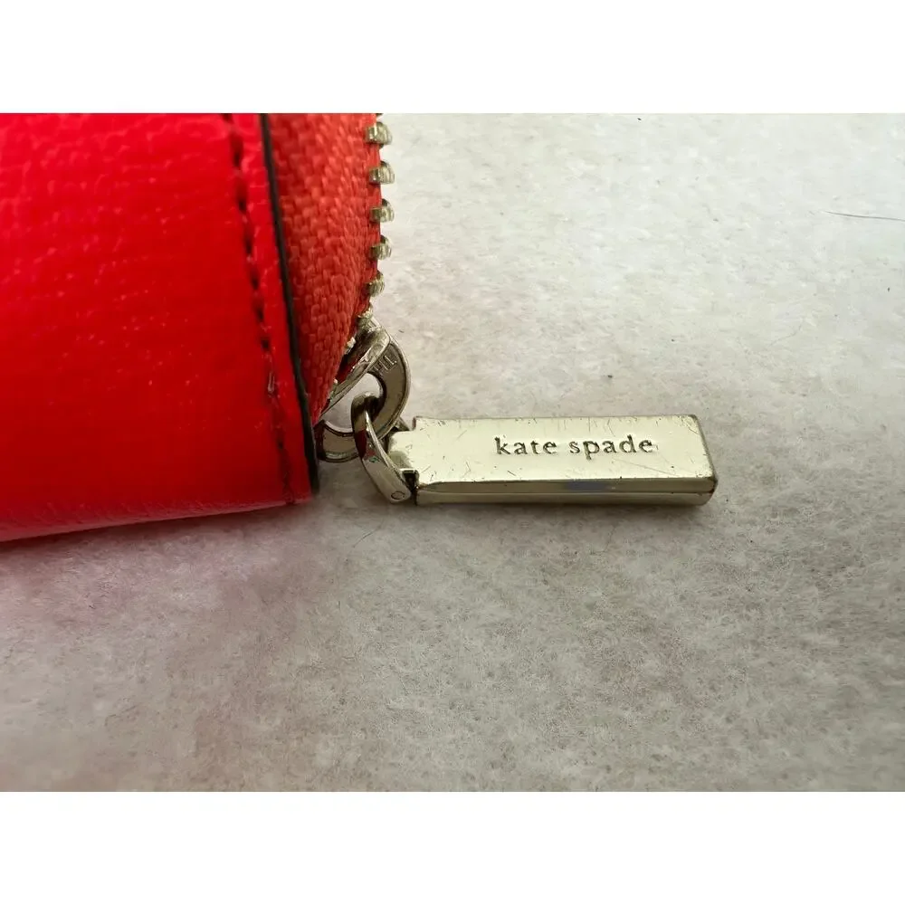 Kate Spade New York Tomato Red Leather Zip-Around Continental Wallet